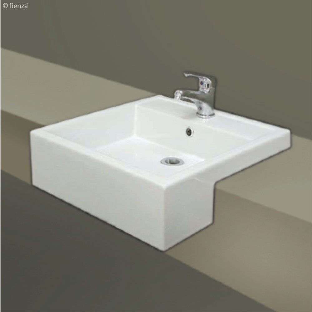 Fienza 602101W Nova Semi Recessed 1 Tap Hole RAK Ceramic Basin, White