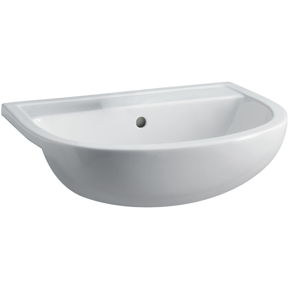 Fienza 603701W Semi Recessed RAK 1 Tap Hole Ceramic Compact Basin, White