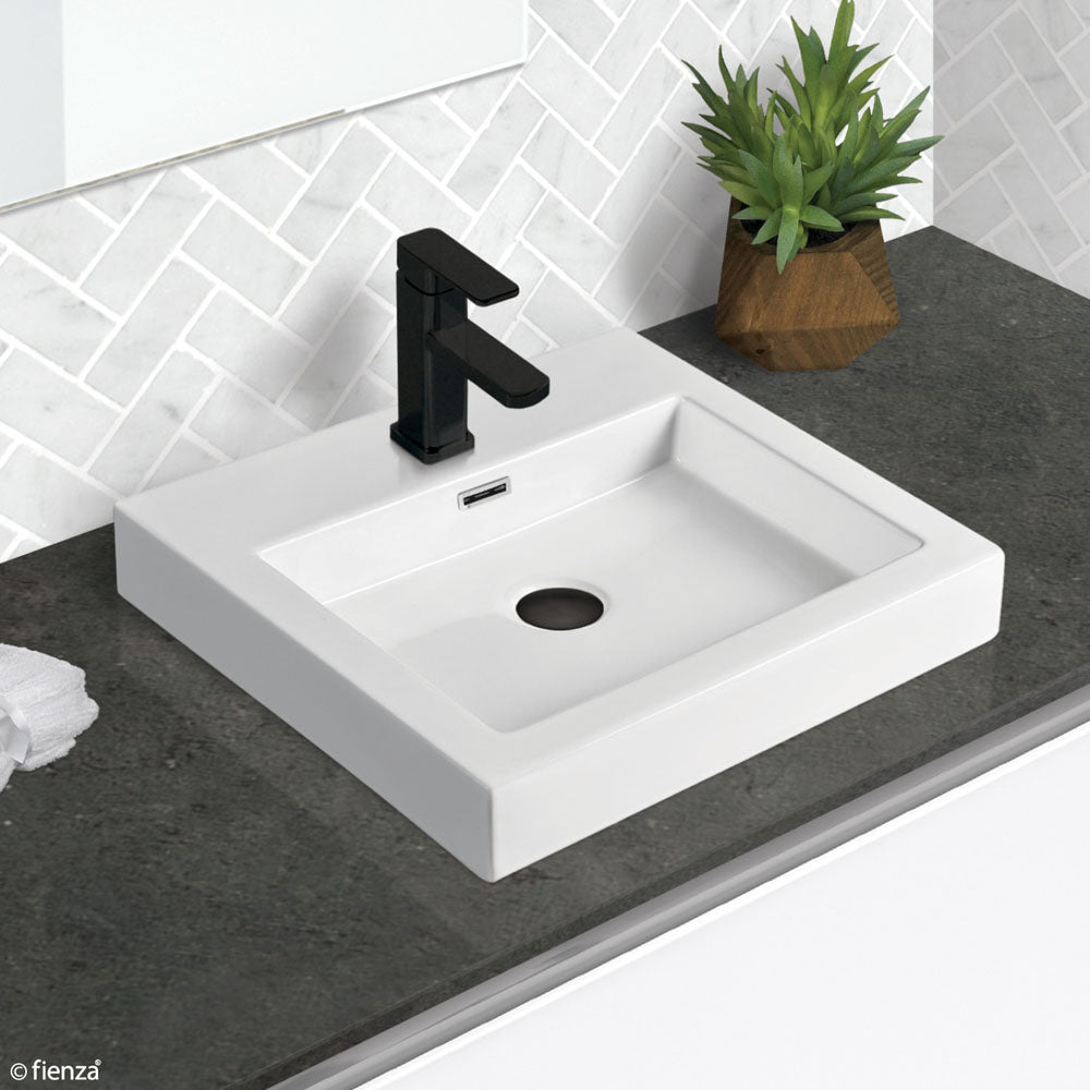 Fienza 7078W Como Above Counter 1 Tap Hole Basin, Gloss White