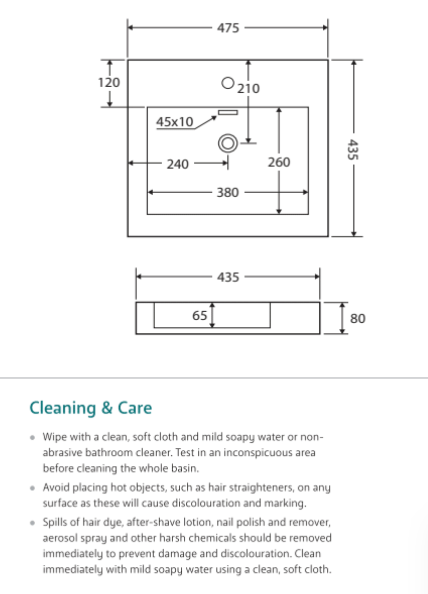 Fienza 7078W Como Above Counter 1 Tap Hole Basin, Gloss White
