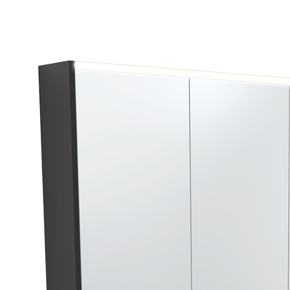 Fienza PSC750B-LED 750mm Mirror LED Cabinet, Satin Black