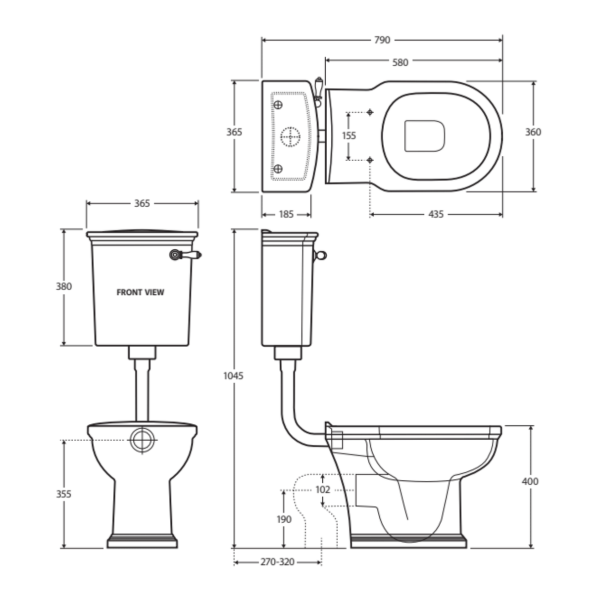 Fienza Rak Washington Front Lever Adjustable Link Suite - White