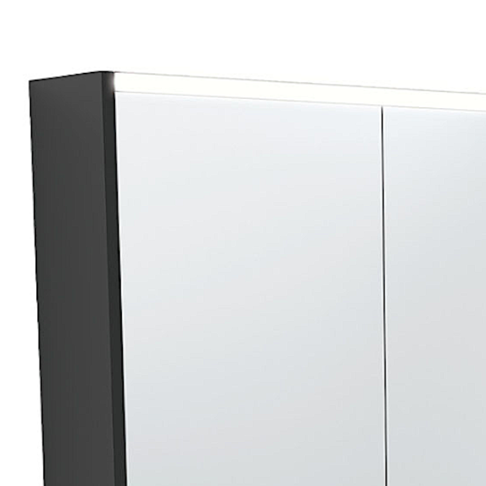 Fienza PSC1200B-LED 1200mm Mirror LED Cabinet, Satin Black