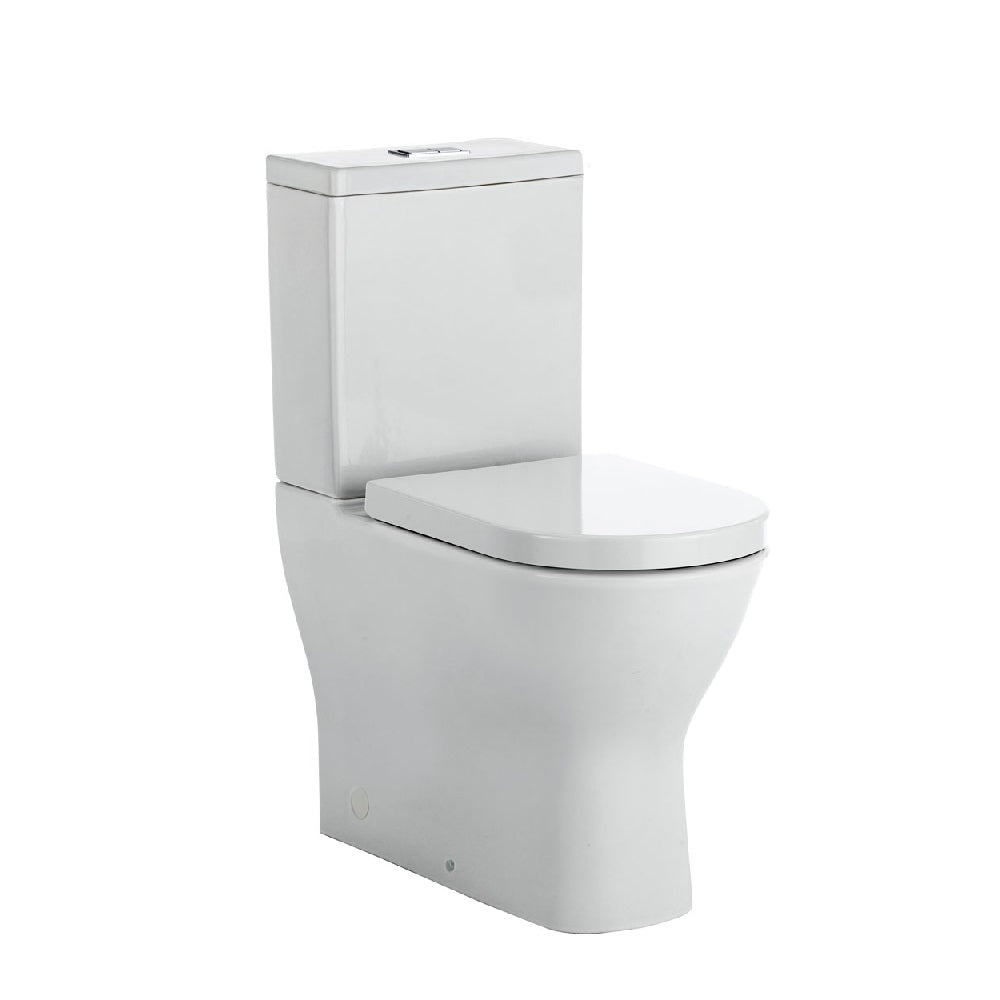 Fienza K005A Delta S-Trap 90-160mm Toilet Suite, White - Chrome Buttons