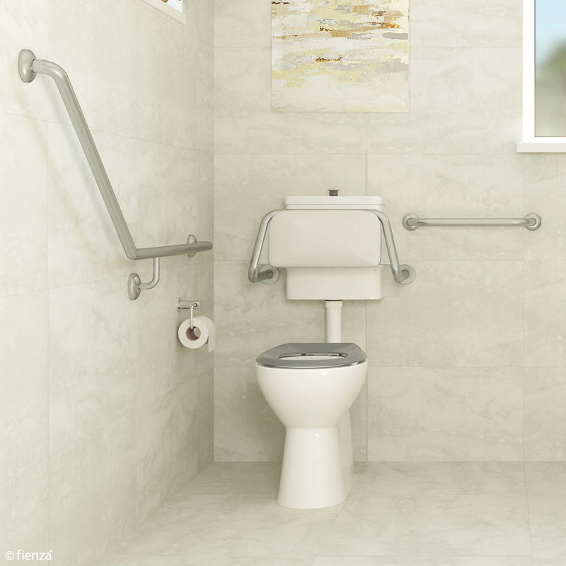 Fienza CARE2RG Accessible Toilet Care Kit 2 with Right Hand 40° Degrees Rail, Grey Seat