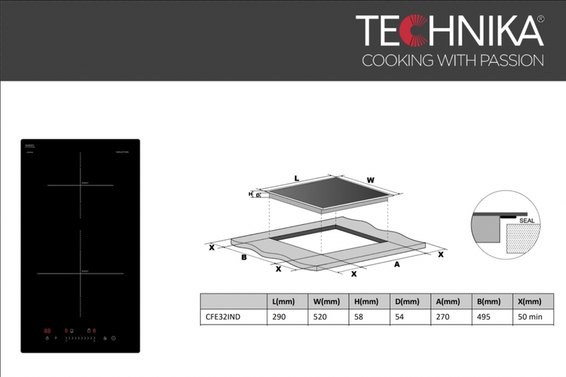 Technika CFE32IND 30cm Two Zone Induction Cooktop