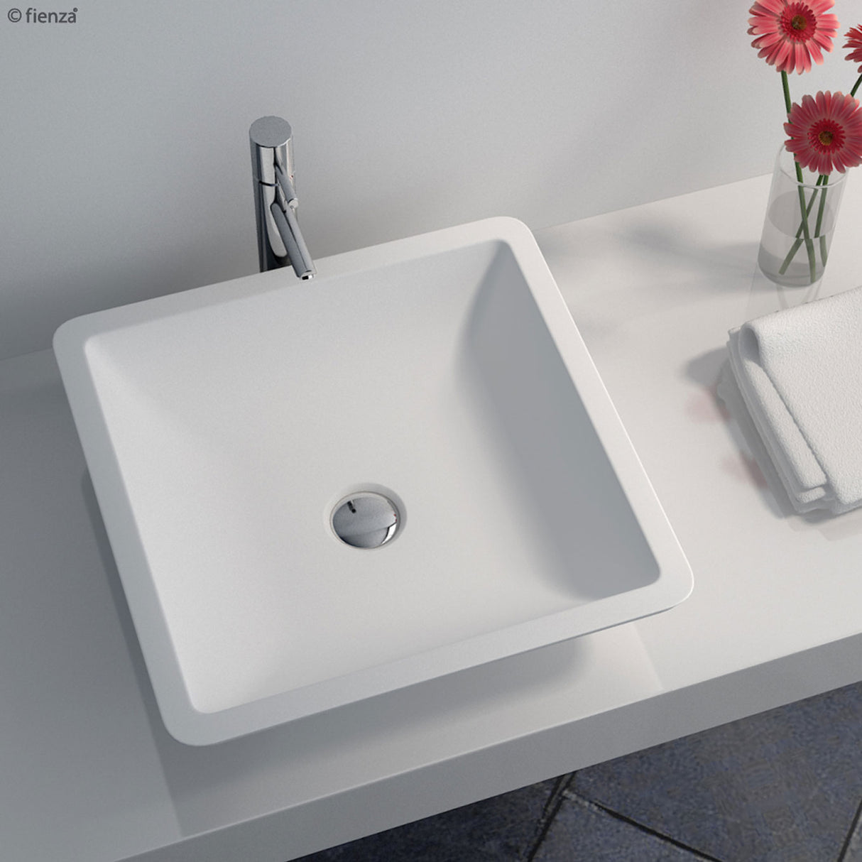 Fienza CSB02 Classique 420mm Above Counter Solid Surface Basin, Matte White