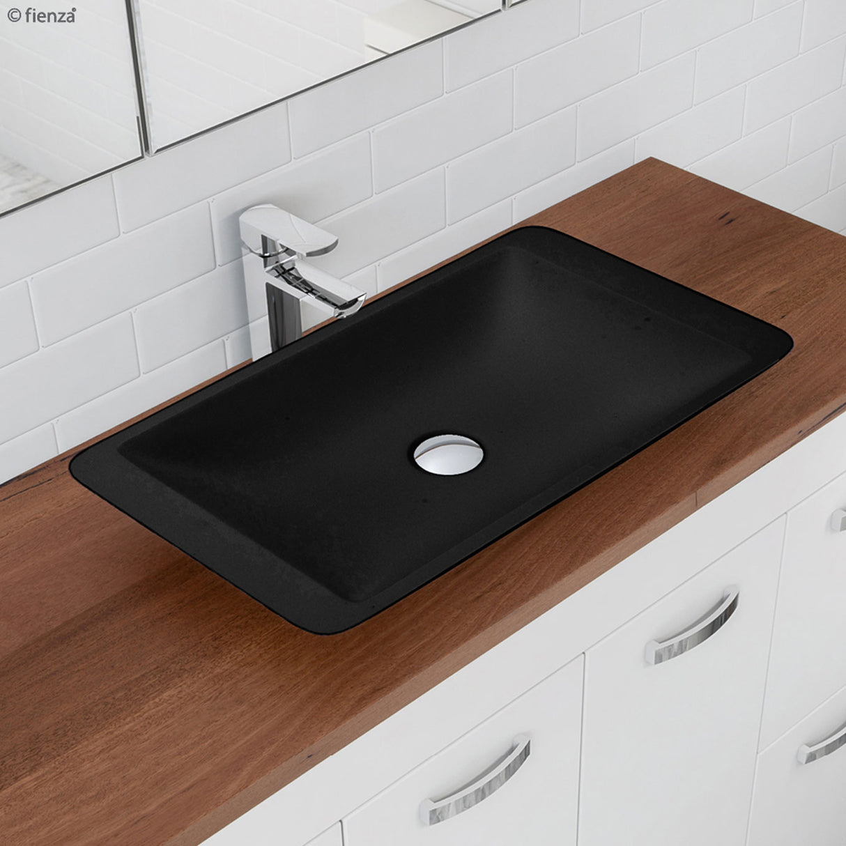 Fienza CSB03-MB Classique 600mm Above Counter Solid Surface Basin, Matte Black