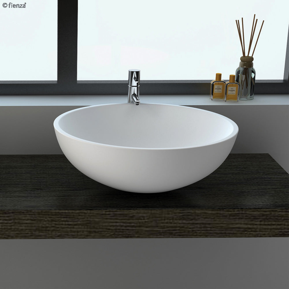 Fienza CSB038 Lexy Above 380mm Counter Solid Surface Basin, Matte White