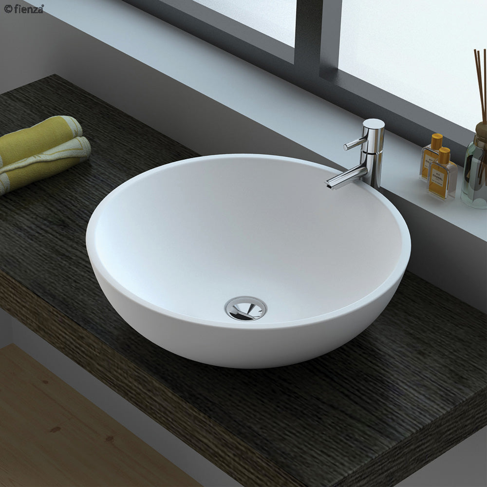 Fienza CSB038 Lexy Above 380mm Counter Solid Surface Basin, Matte White