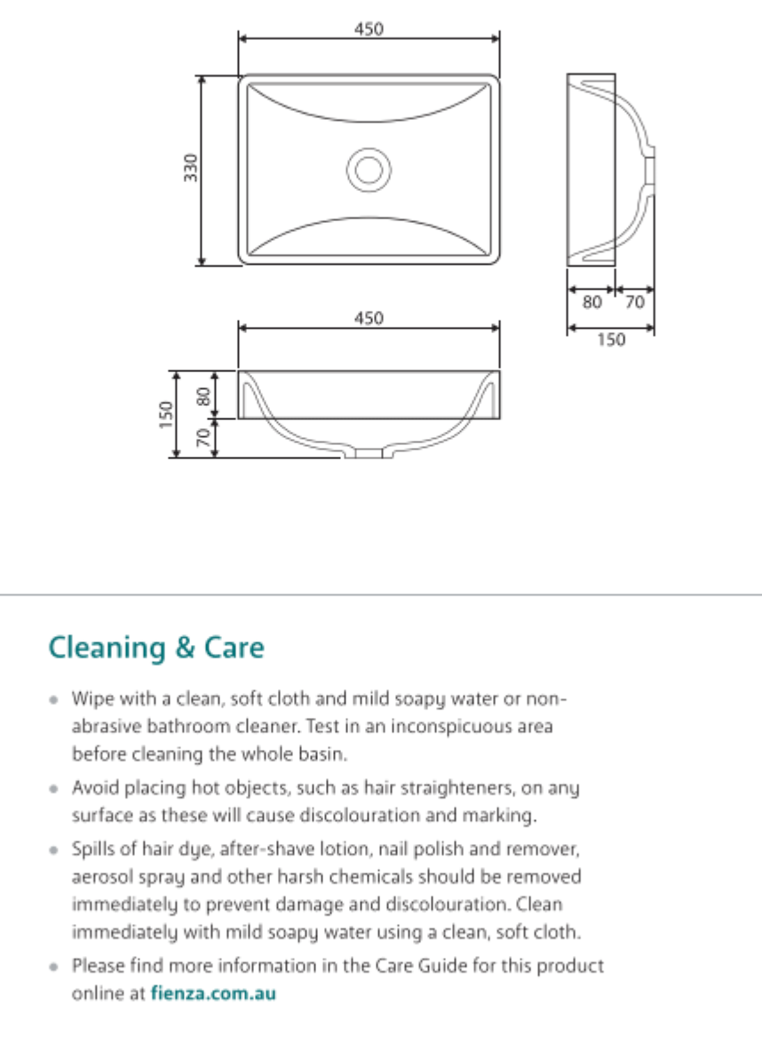 Fienza CSB05 Kados Semi Inset Cast Stone Basin, White