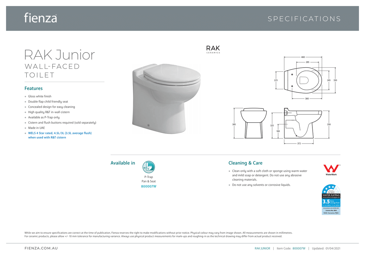 Fienza Rak Junior Wall-Faced Suite