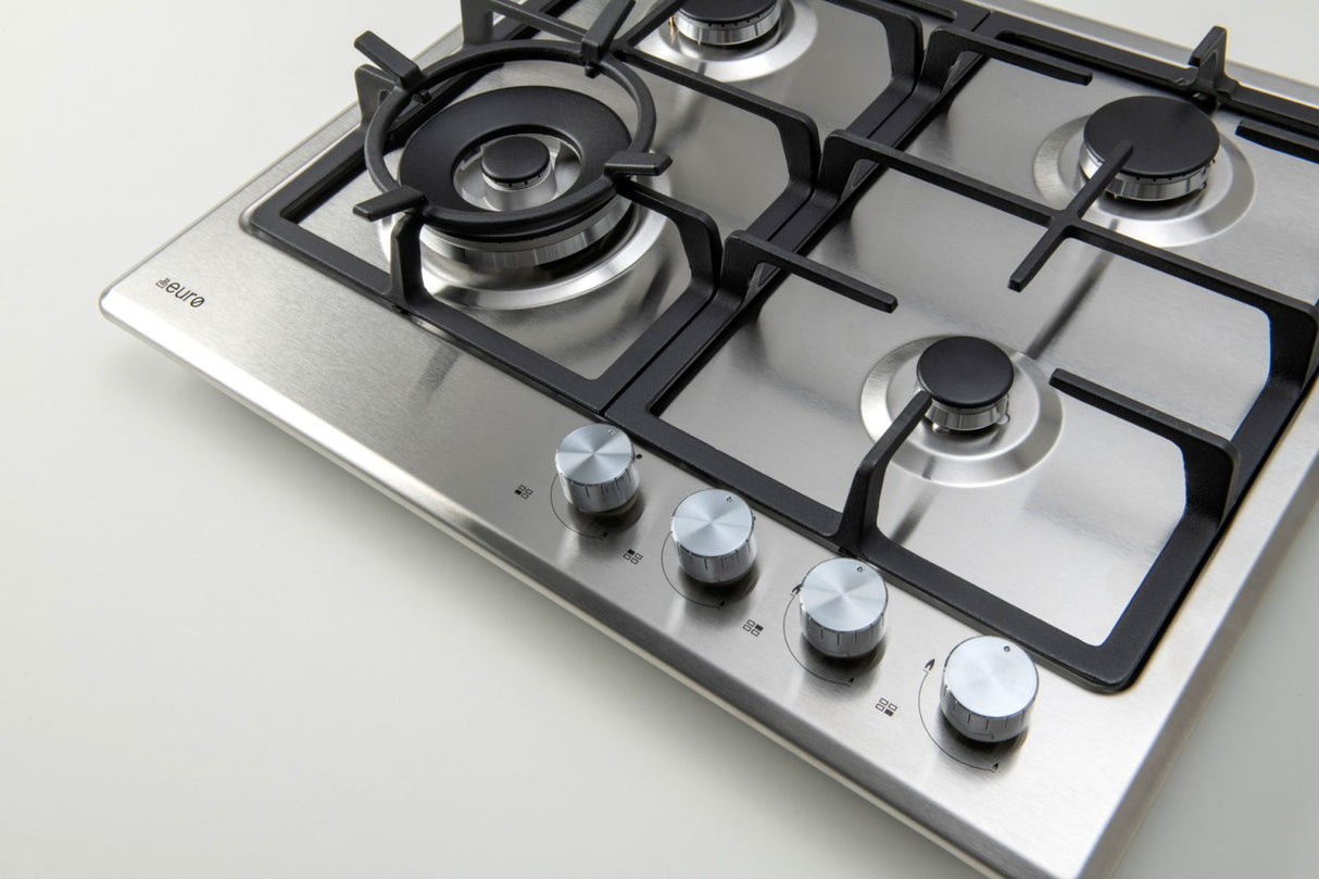 Euro Appliances ECT60G4X 60cm Stainless Steel Gas Cooktop