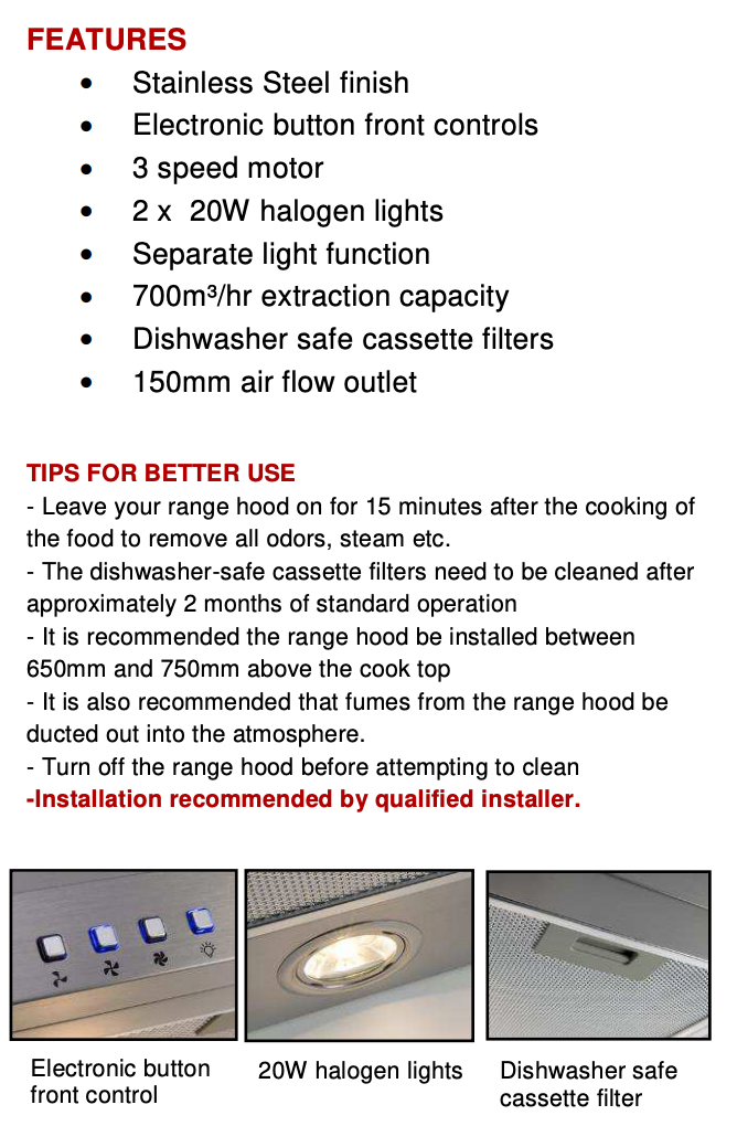 Euro Appliances EP900SWSX 90cm Stainless Steel Canopy Rangehood