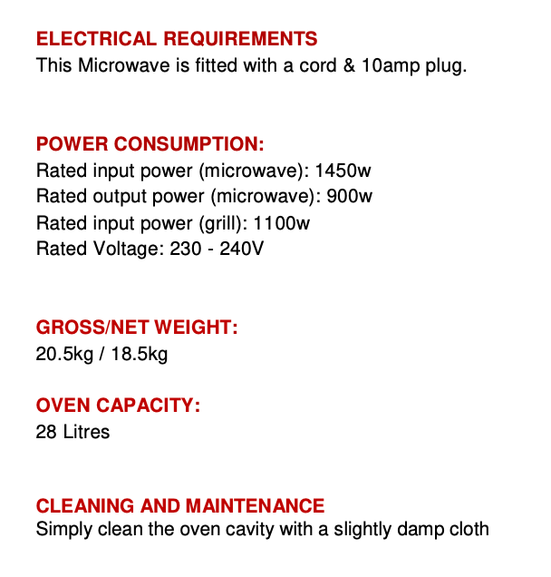 Euro Appliances ES28MTSX Inbuilt Microwave Oven + Grill with Trim Kit