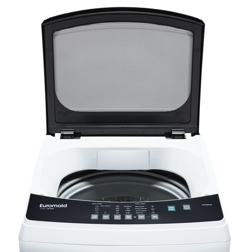 Euromaid ETL550FCW 5.5kg White Top Load Washing Machine - Ex Display Discount