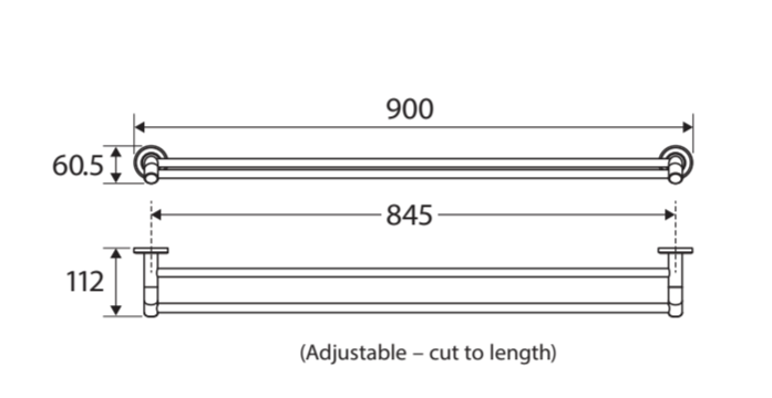 Fienza Axle Double Towel Rail 900mm 83108BN - Brushed Nickel
