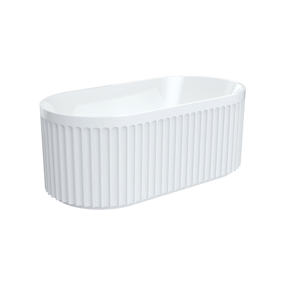Fienza FR711-1500 Eleanor Fluted Freestanding Acrylic Bath 1500mm, Gloss White
