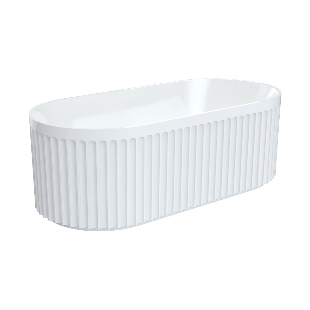Fienza FR711-1700 Eleanor Fluted Freestanding Acrylic Bath 1700mm, Gloss White