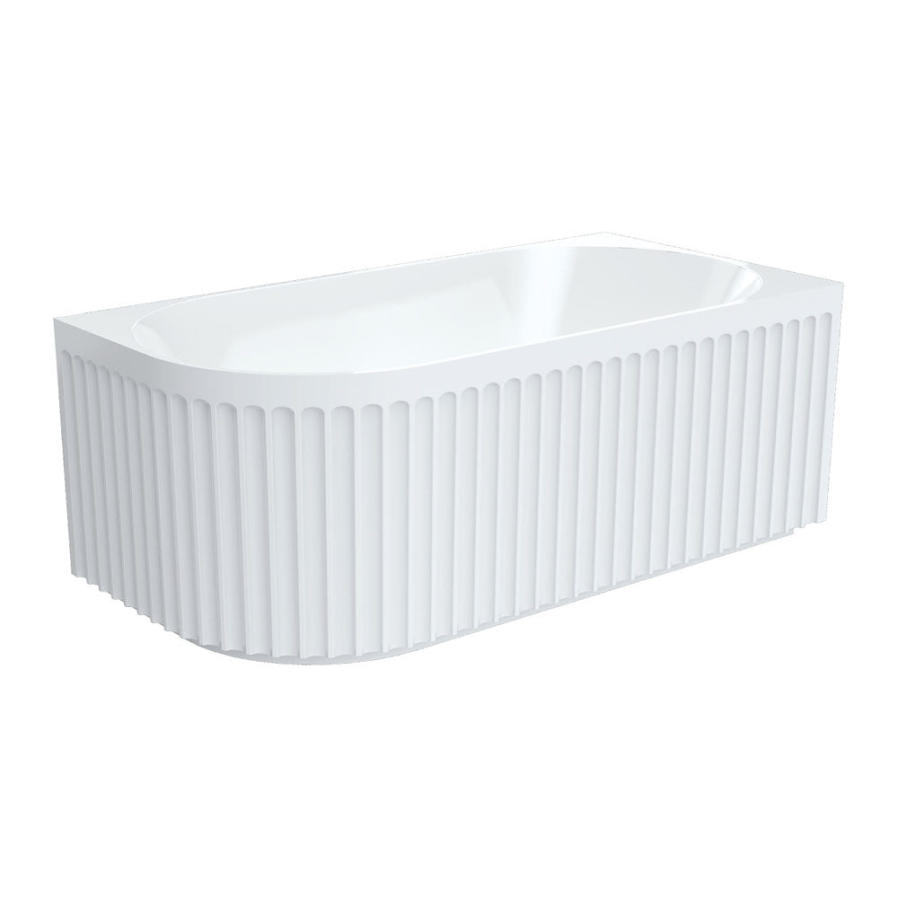 Fienza Eleanor Fluted Acrylic Corner Bath 1500mm - Gloss White