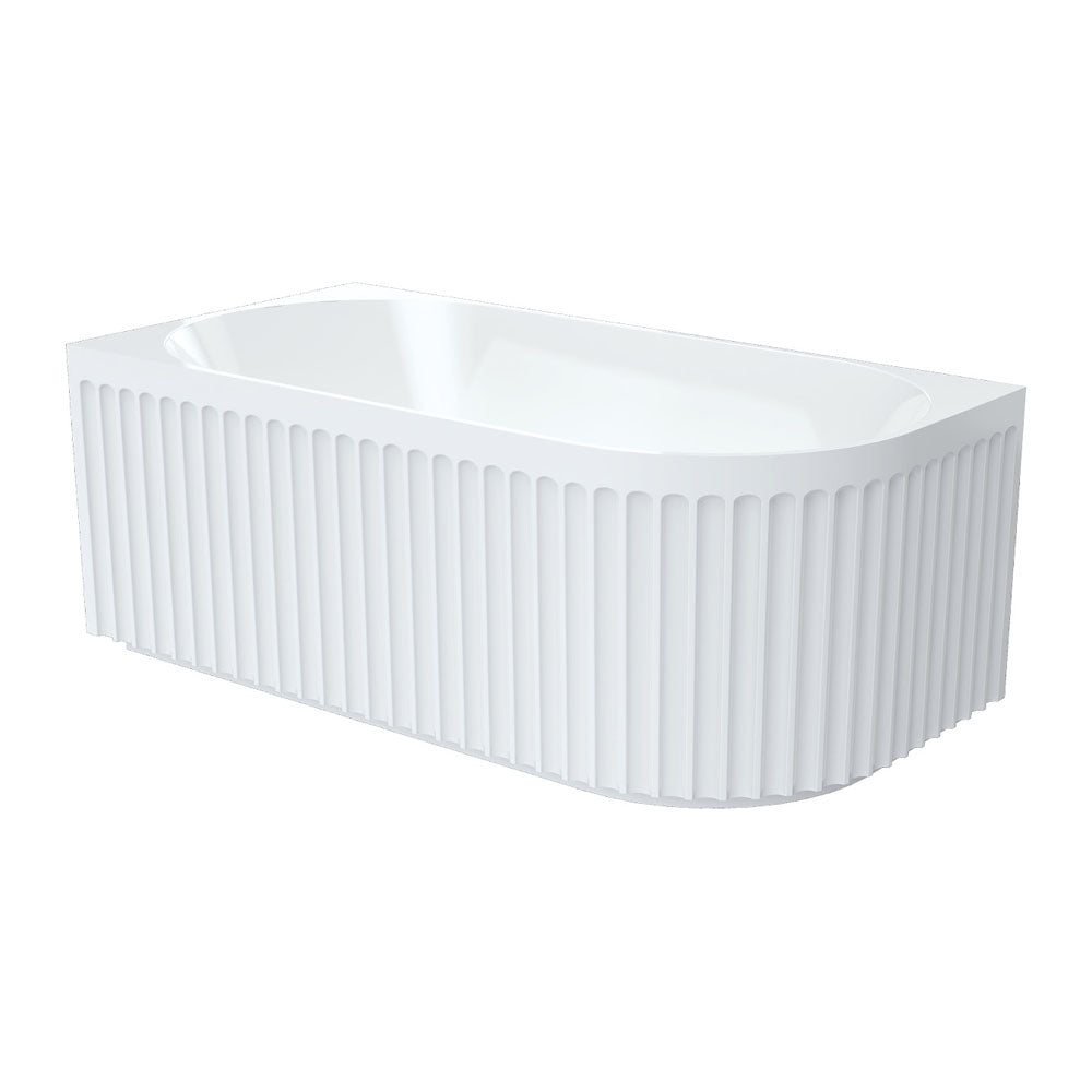 Fienza Eleanor Fluted Acrylic Corner Bath 1500mm - Gloss White
