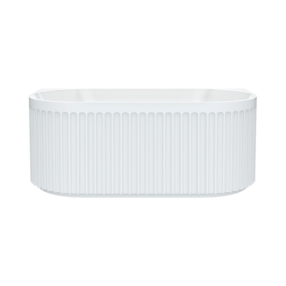 Fienza Eleanor Fluted Back To Wall Acrylic Bath 1500mm - Gloss White