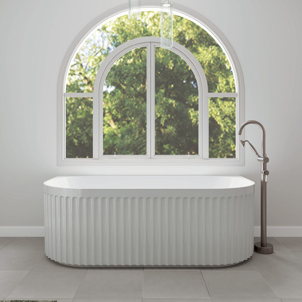 Fienza FR716-1700-OF Eleanor Back-To-Wall Acrylic Bath with Overflow, 1700mm