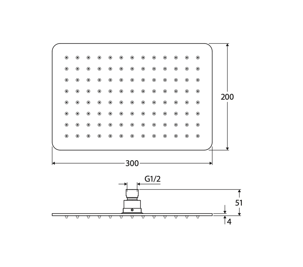 Fienza Koko Rectangular Shower Head - Gunmetal Grey