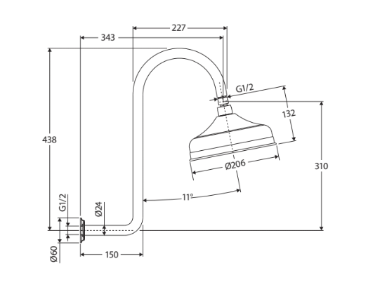 Fienza 411138A Lillian Wall Arm Shower Set, Chrome
