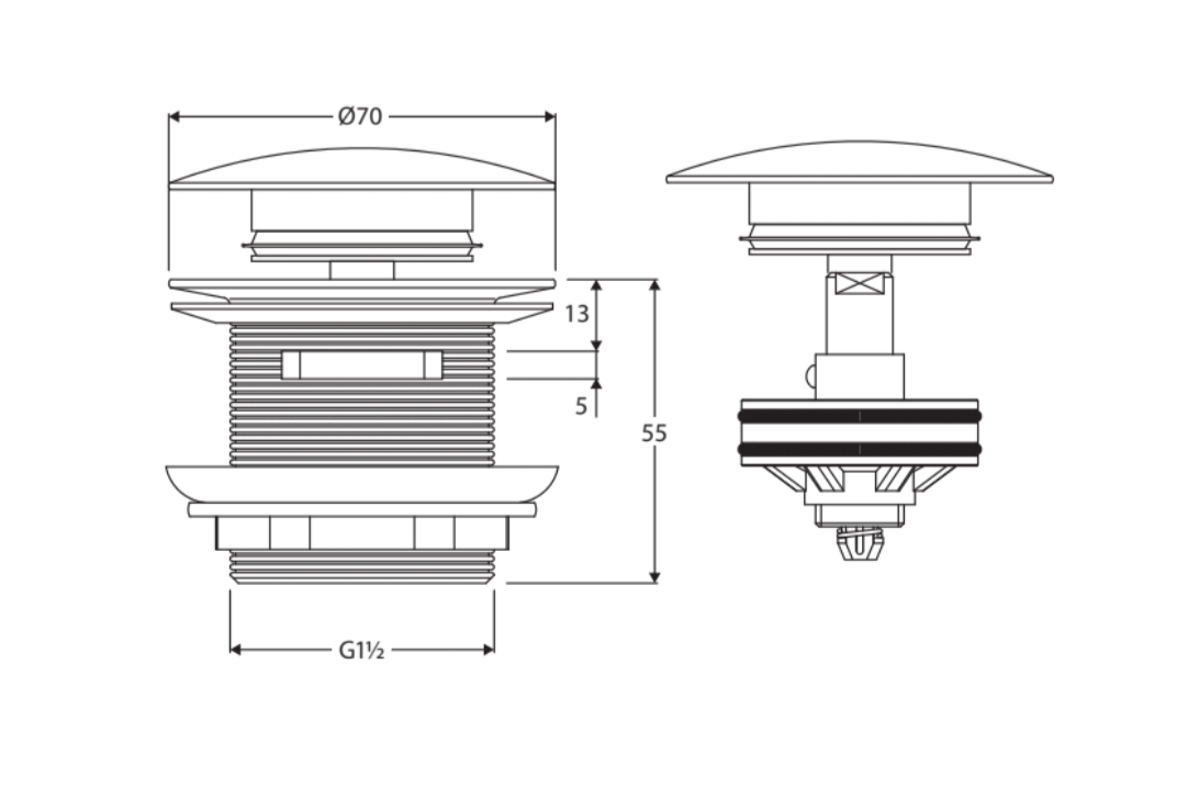 Fienza Pull-Out / Pop-up 40mm Bath Waste - Gloss White