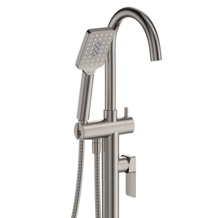 Fienza Tono Floor Mounted Bath Mixer With Hand Shower 233113BN - Brushed Nickel