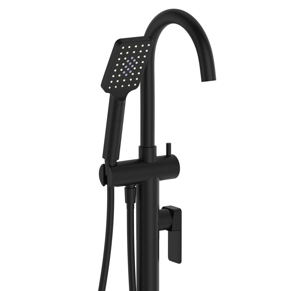 Fienza Tono Floor Mounted Bath Mixer With Hand Shower 233113B - Matte Black