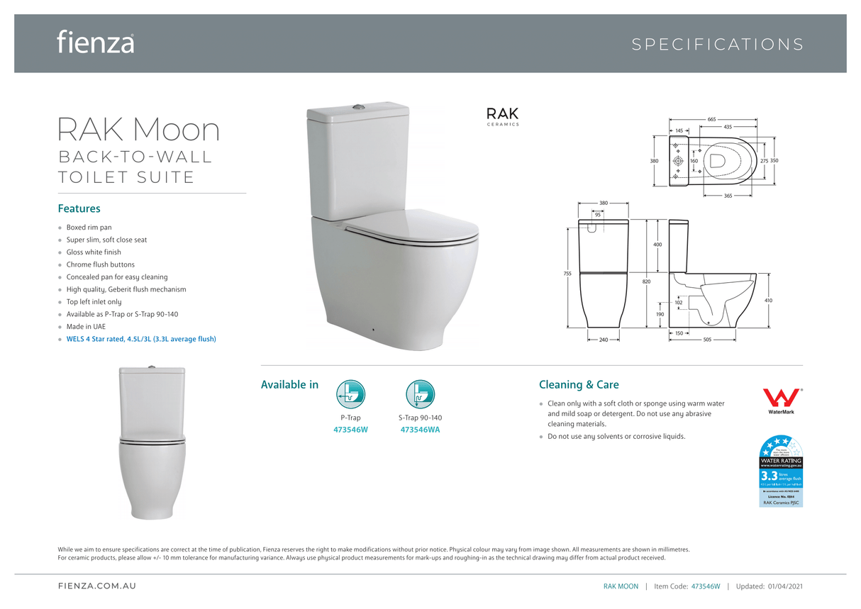 Fienza Rak Moon Back-to-Wall Suite