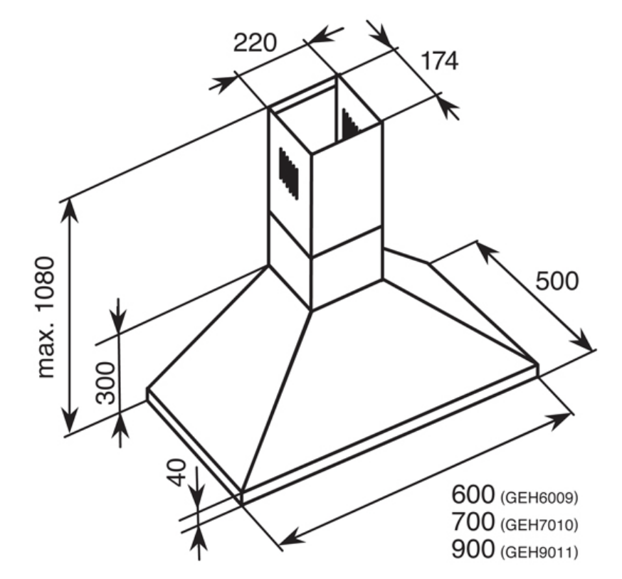 Baumatic GEH9011 90cm Stainless Steel Canopy Rangehood