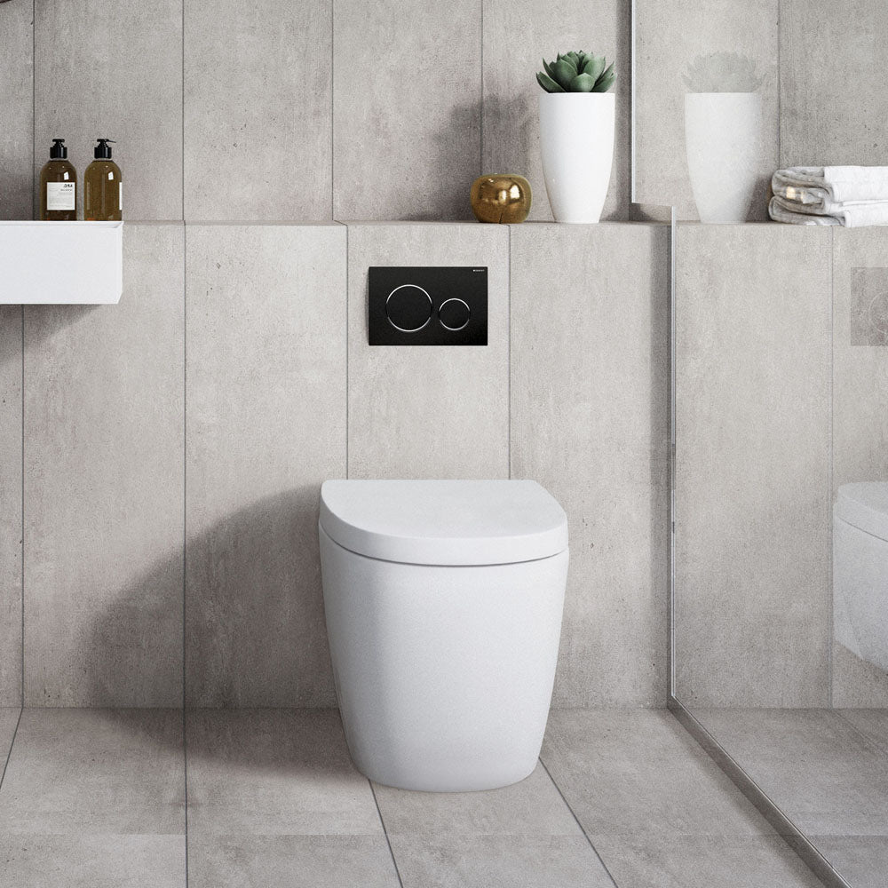 Fienza SIG20-BL Round Flush Buttons for Geberit Sigma 20, Matte Black with Black Trim