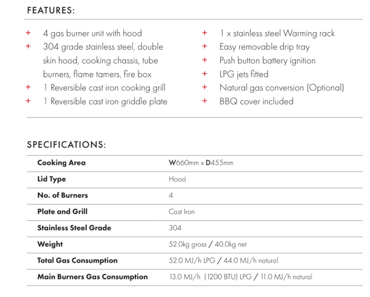 Euro Appliances HN900RBQ 90cm Stainless Steel Built In BBQ with Window