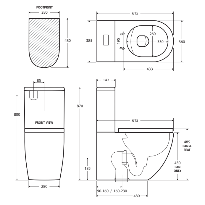 Fienza CARE3P Ambulant Back to Wall Toilet Care Kit, P Trap