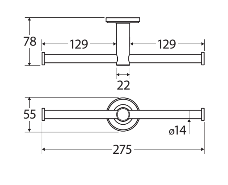 Fienza Kaya Double Roll Holder - Matte Black