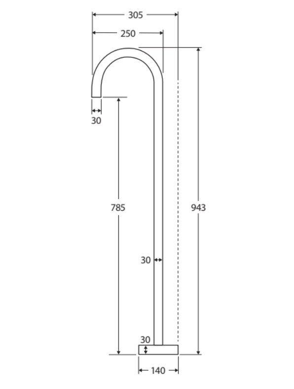 Fienza SP8016MB Kaya Floor Mounted Gooseneck Bath Outlet, Matte Black