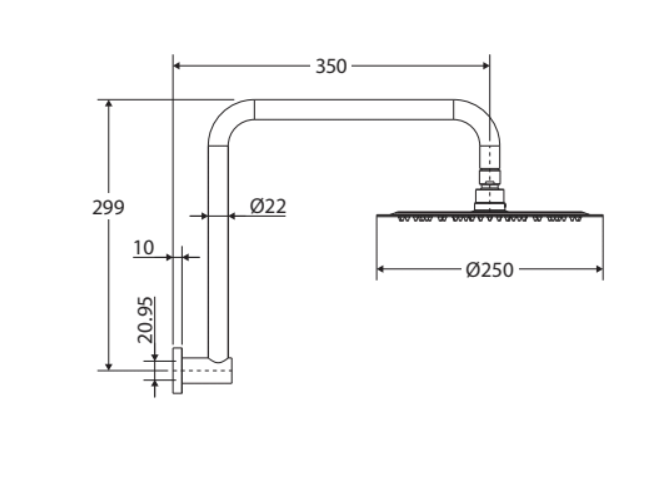 Fienza Kaya Gooseneck Shower Arm Set - Matte Black