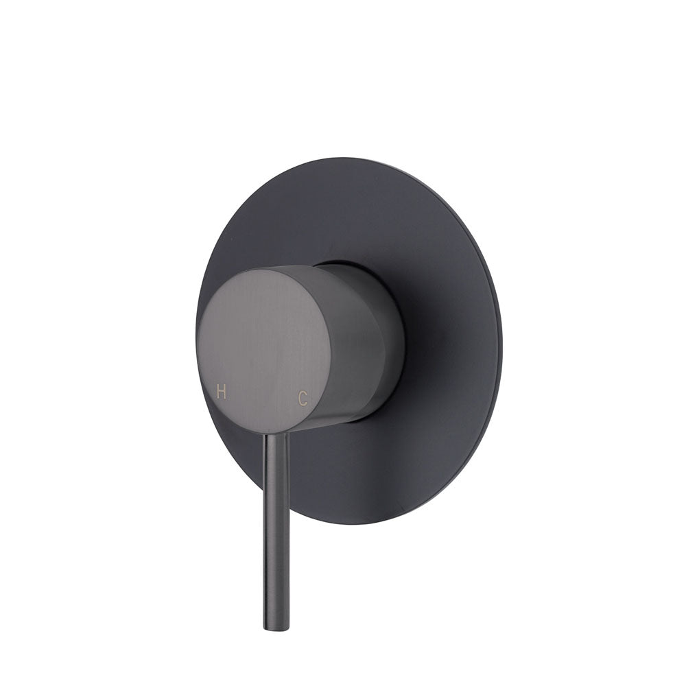 Fienza Kaya Large Round Plate Wall Mixer - Gunmetal Grey