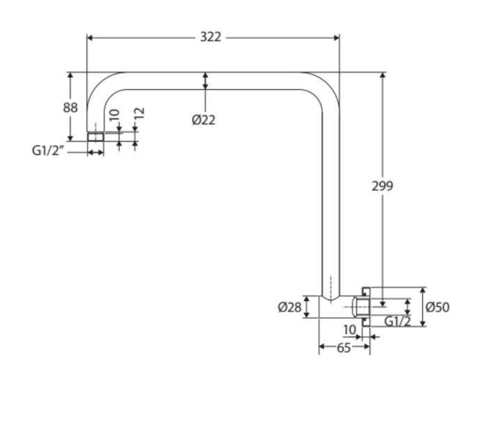 Fienza Kaya Round Fixed Gooseneck Shower Arm 422112 - Matte Black