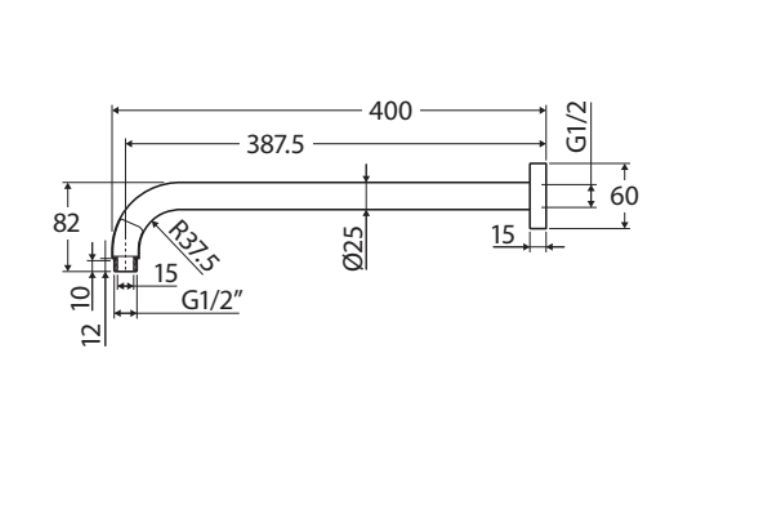Fienza Kaya Shower Arm 422118 - Chrome