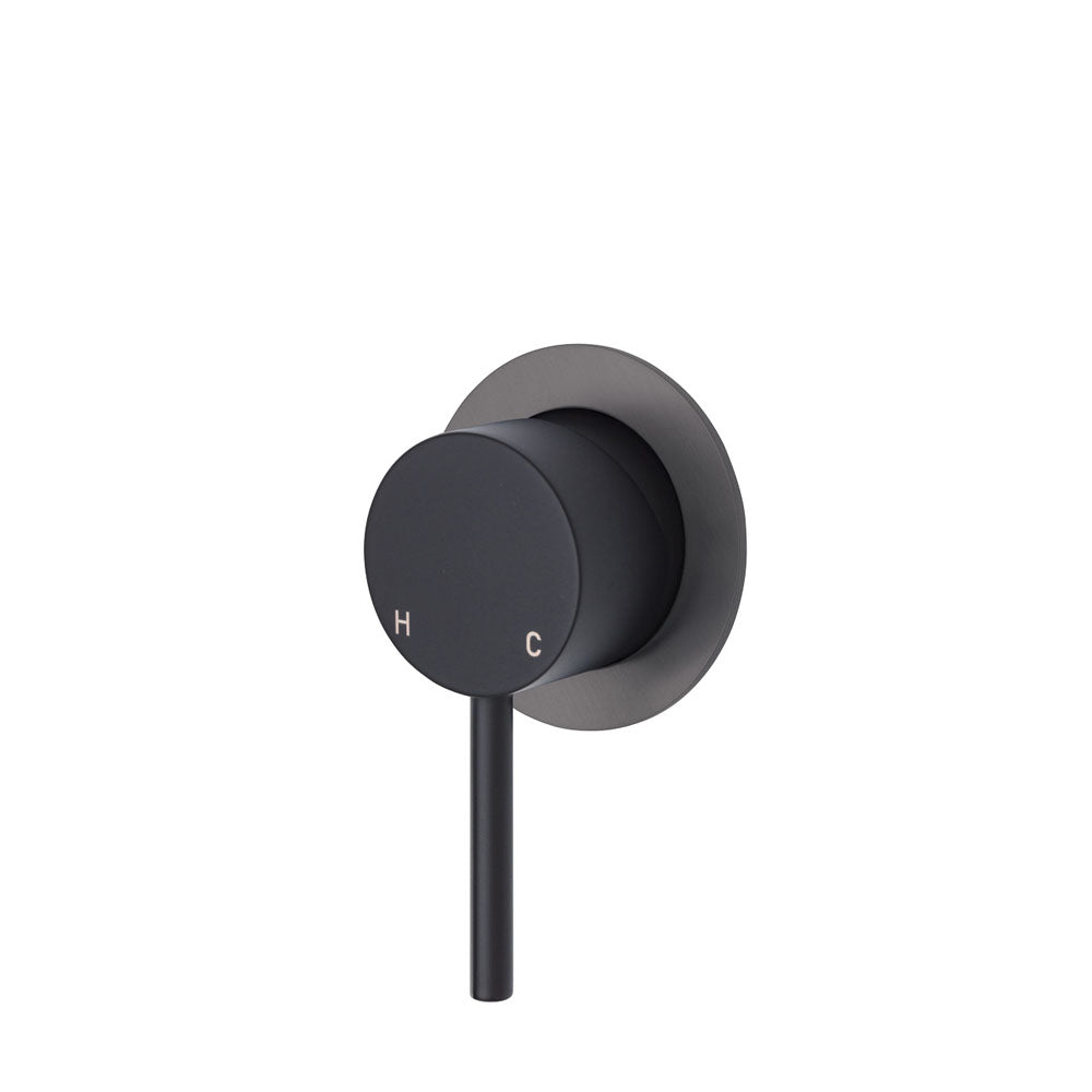 Fienza Kaya Small Round Plate Wall Mixer - Matte Black