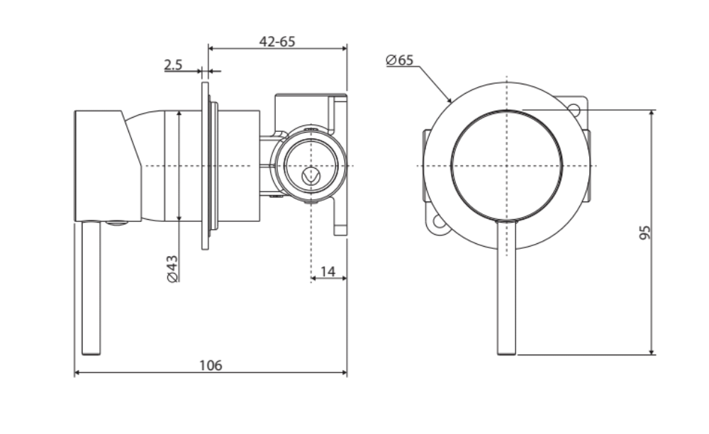 Fienza Kaya Small Round Plate Wall Mixer - Matte Black