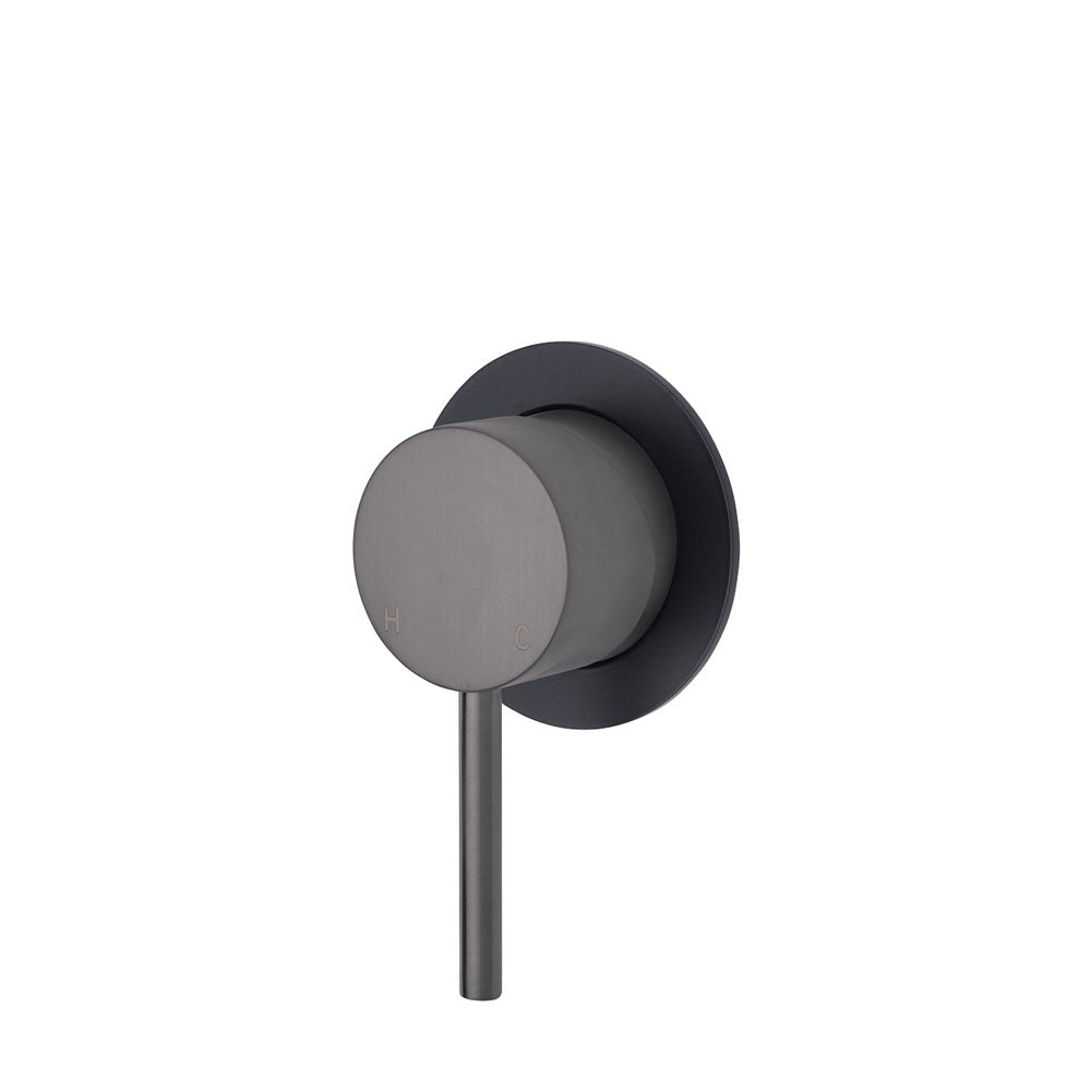 Fienza Kaya Small Round Plate Wall Mixer - Gunmetal Grey