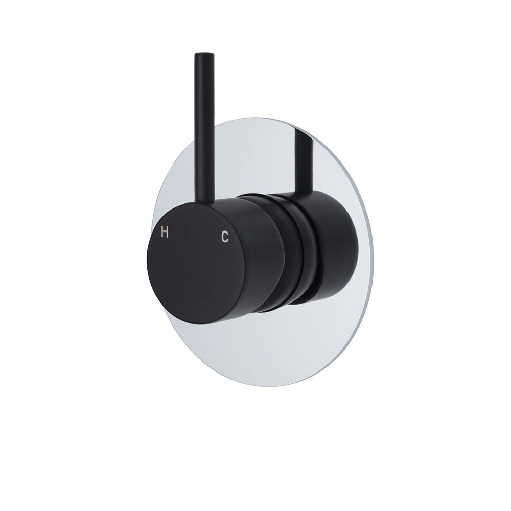 Fienza Kaya Up Large Round Plate Wall Mixer - Matte Black