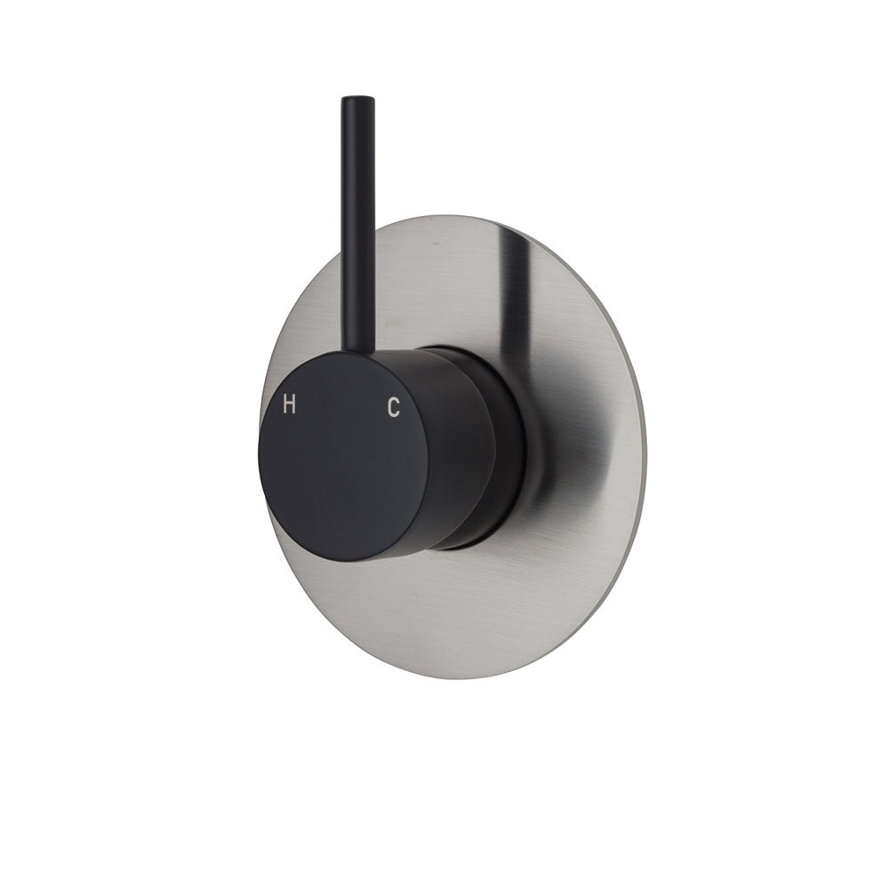 Fienza Kaya Up Large Round Plate Wall Mixer - Matte Black