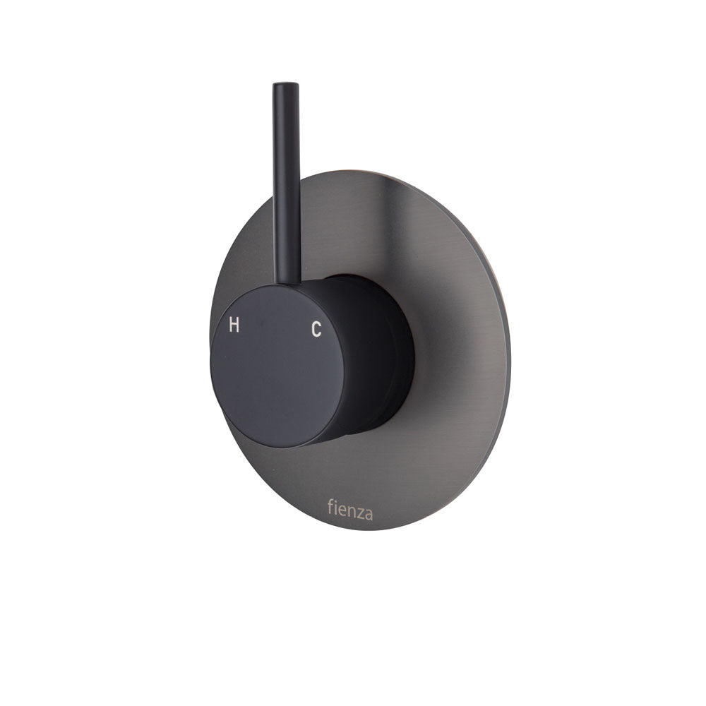 Fienza Kaya Up Large Round Plate Wall Mixer - Matte Black