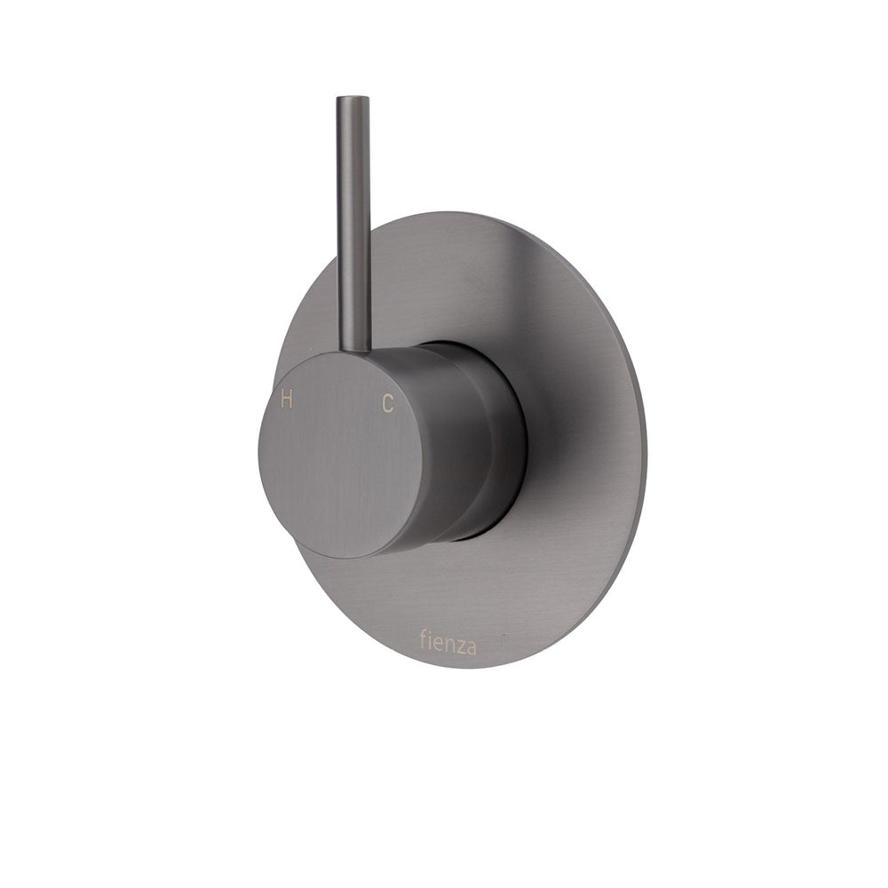 Fienza Kaya Up Large Round Plate Wall Mixer - Gunmetal Grey